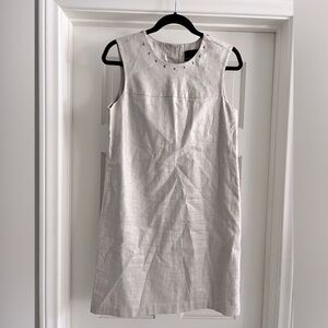 Cynthia Rowley soft beige silver shimmer stud accents pencil dress womens size 8